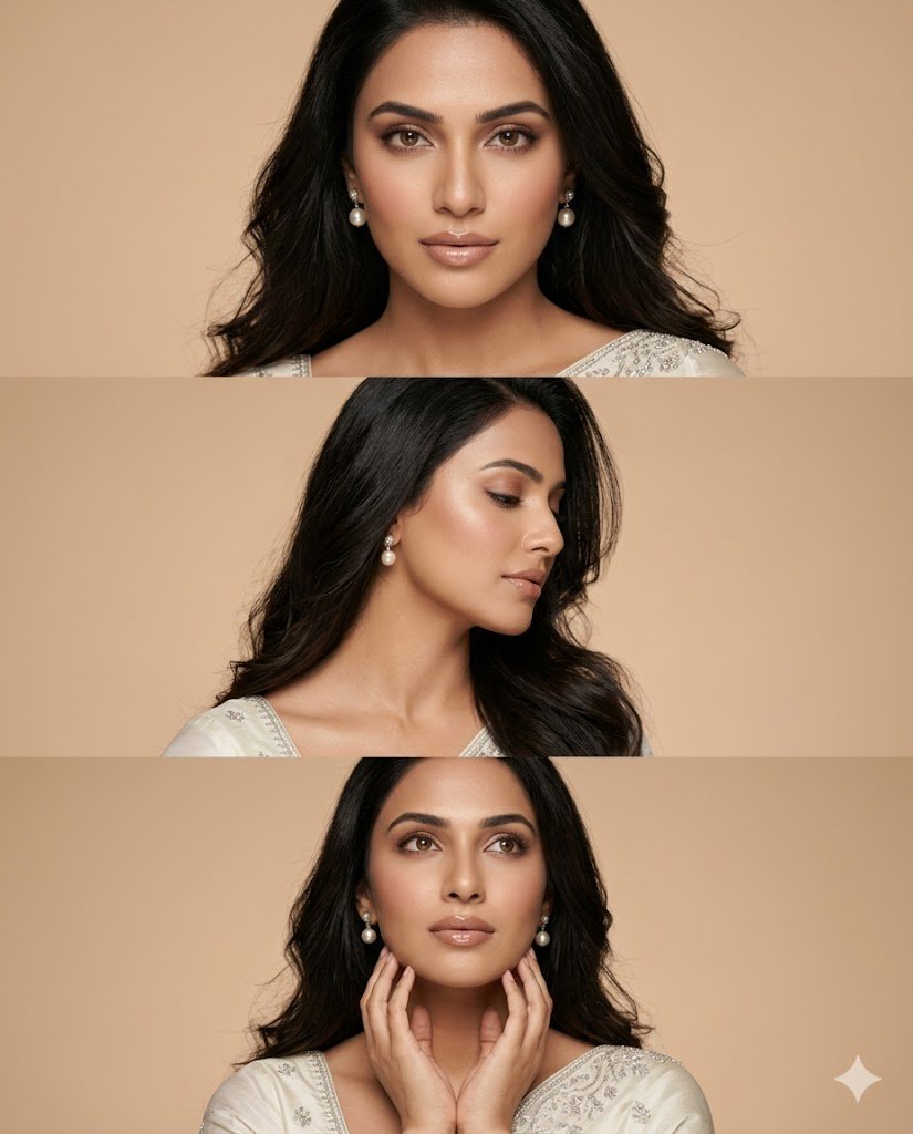 Luxury Three-Panel Beauty Collage prompt