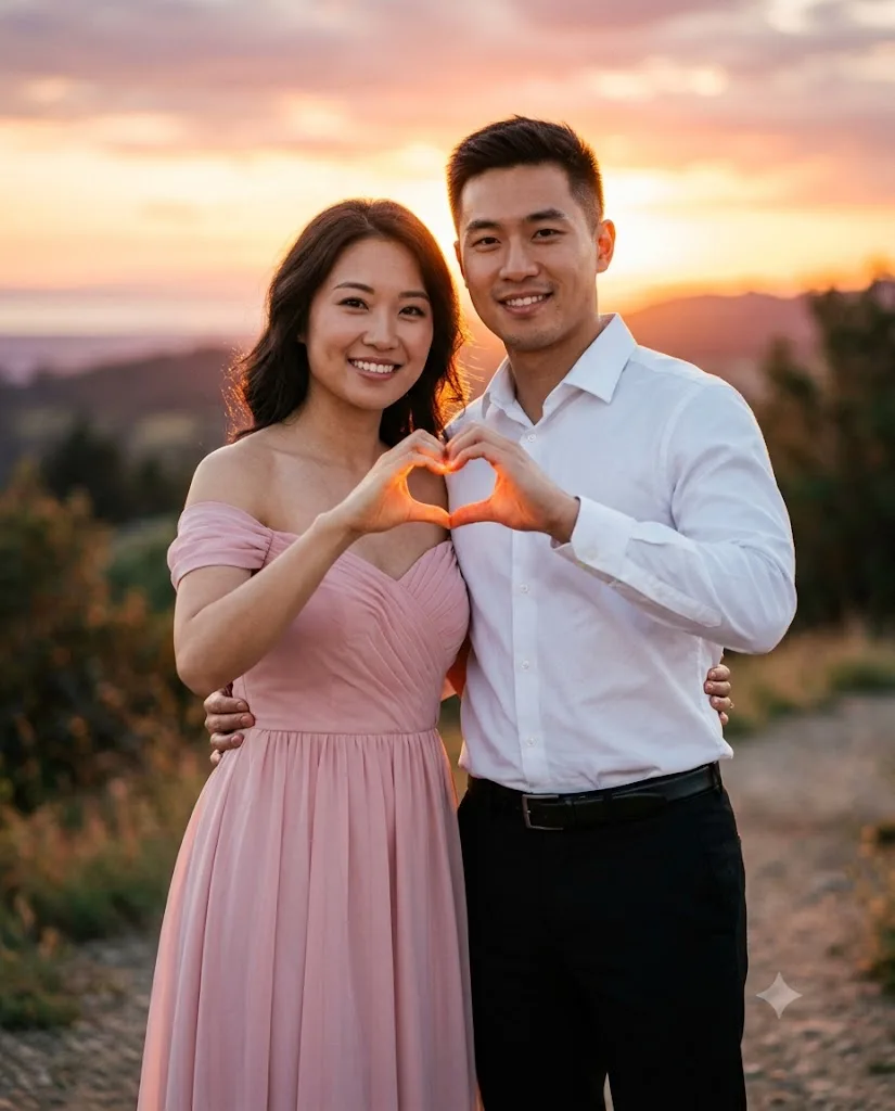 Golden Hour Heart Embrace