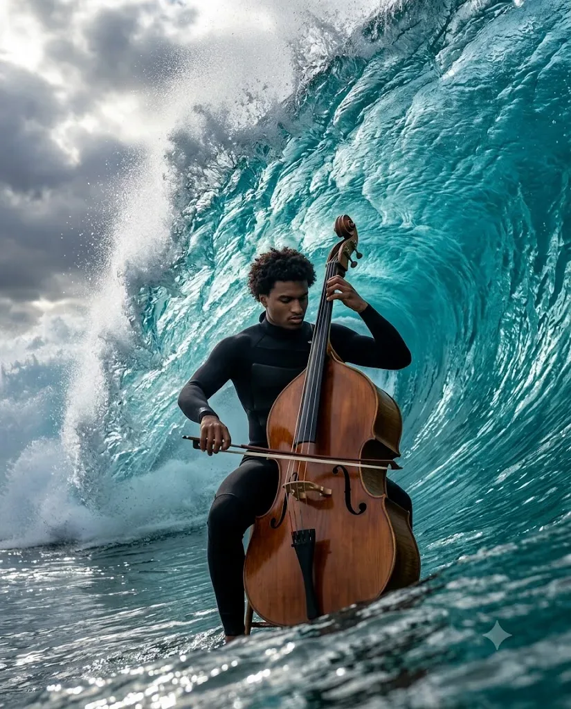 Double Bass in the Wave