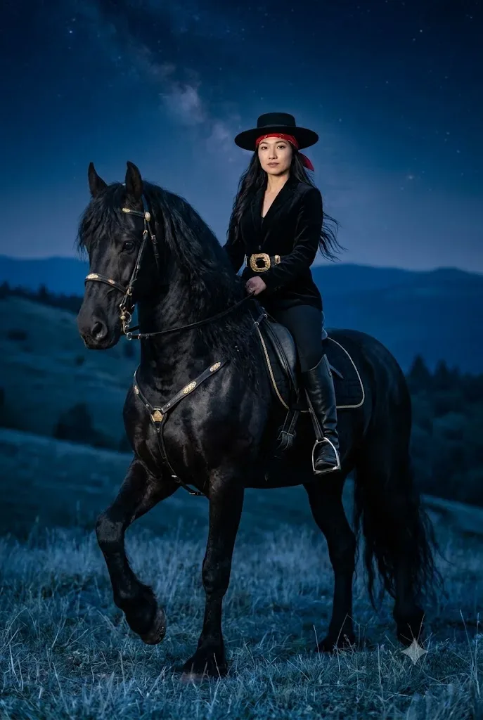 Midnight Rider Under Stars