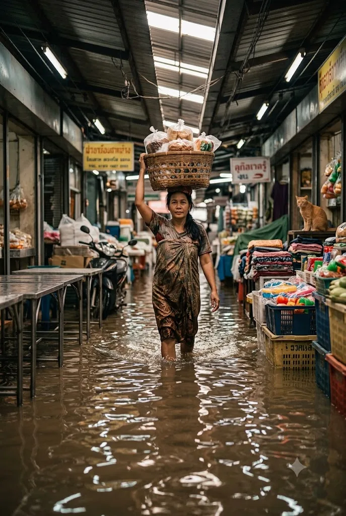 Flood Market Wading Woman